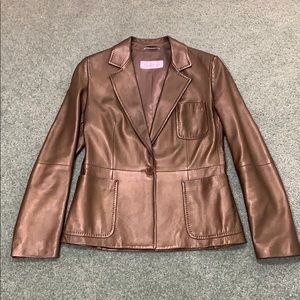 MAXMARA Metallic Leather Blazer